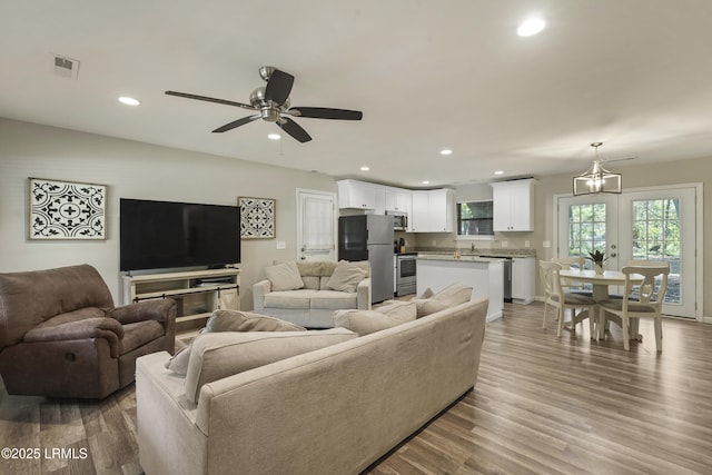 96 Pine Forest Loop, Ridgeland, SC 29936 - living room with a ceiling fan, wood finished floors, recessed lighting, and baseboards
