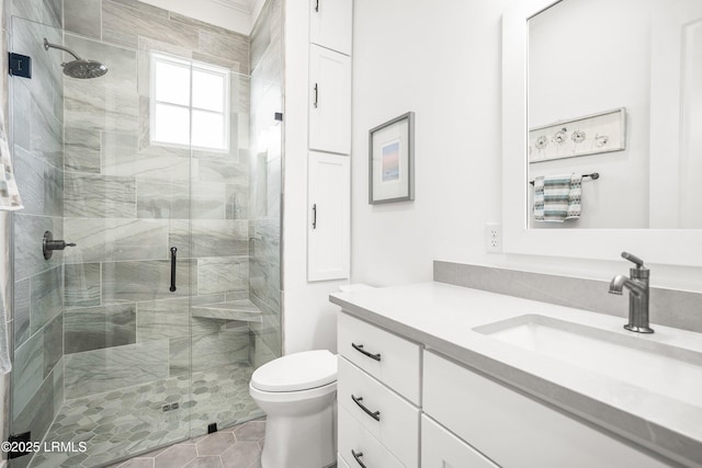 3 Veridian Park E, Beaufort, SC 29907 - full bath with vanity, a stall shower, toilet, and tile patterned floors