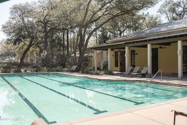 3 Veridian Park E, Beaufort, SC 29907 - community pool featuring a ceiling fan and a patio
