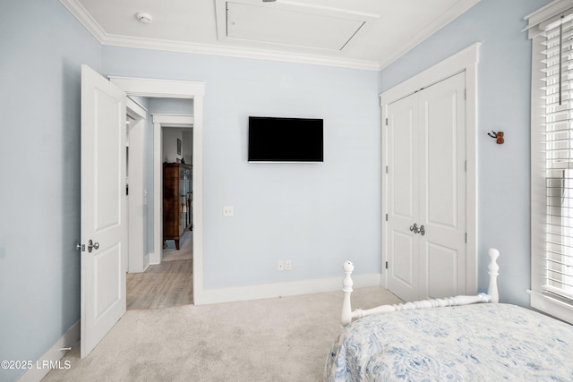 3 Veridian Park E, Beaufort, SC 29907 - bedroom featuring carpet flooring, crown molding, baseboards, and a closet