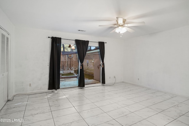 900 Brotherhood Rd Unit J6, Beaufort, SC 29902 - empty room with marble finish floor, a ceiling fan, and visible vents