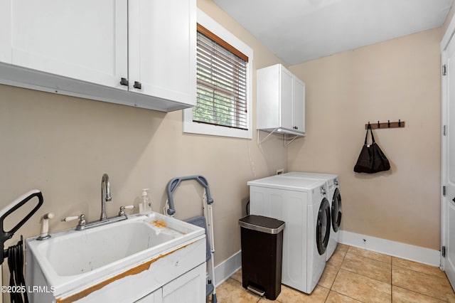 35 Sommer Lake Dr, Beaufort, SC 29902 - clothes washing area with cabinet space, baseboards, a sink, and washer and dryer
