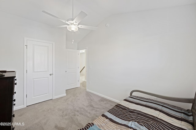 69 Garden Gate Ln, Hardeeville, SC 29927 - carpeted bedroom with vaulted ceiling, baseboards, and ceiling fan