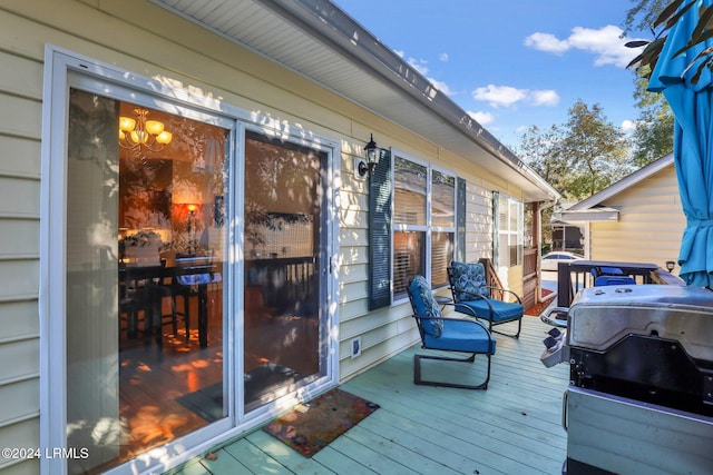 deck featuring area for grilling