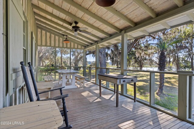 deck featuring a ceiling fan