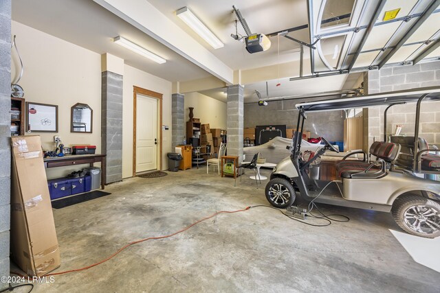 garage with a garage door opener