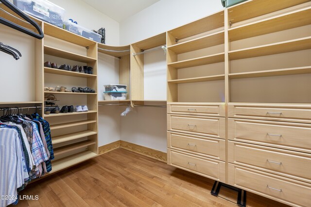 spacious closet with wood finished floors