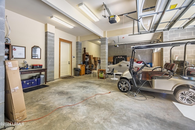 garage with a garage door opener