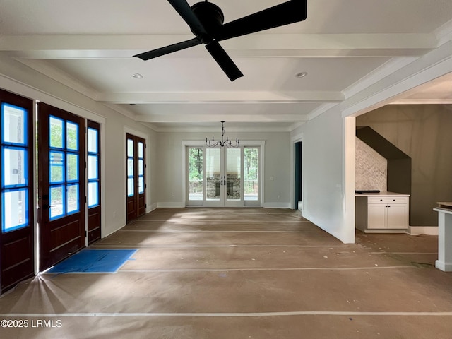 14 Heron Pt, Okatie, SC 29909 - foyer with beamed ceiling, french doors, and a chandelier
