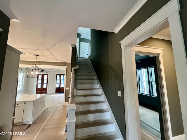 14 Heron Pt, Okatie, SC 29909 - staircase featuring french doors, recessed lighting, and ornamental molding