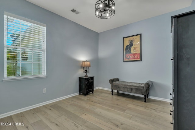 living area featuring light hardwood / wood-style flooring