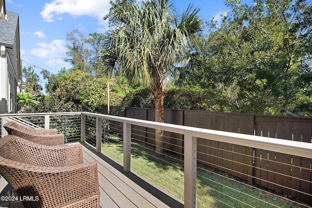 wooden balcony with a wooden deck