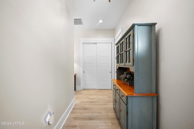 hall featuring light hardwood / wood-style flooring