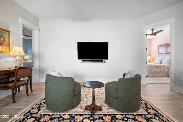 living room with hardwood / wood-style floors