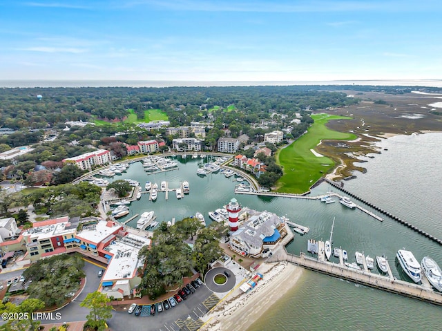 19 Stoney Creek Rd Unit 296, Hilton Head Island, SC 29928 - drone / aerial view of numerous boat docks and a nearby body of water