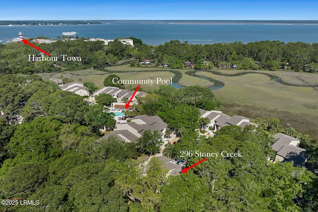 19 Stoney Creek Rd Unit 296, Hilton Head Island, SC 29928 - aerial view of property and surrounding area featuring a large body of water