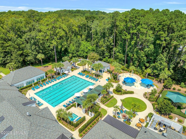 45 Manchester Ct, Bluffton, SC 29910 - drone / aerial view of a heavily wooded area and a pool