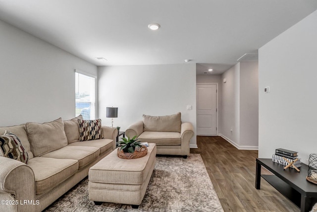 580 Rudy Dr, Hardeeville, SC 29927 - living area featuring baseboards, wood finished floors, and recessed lighting