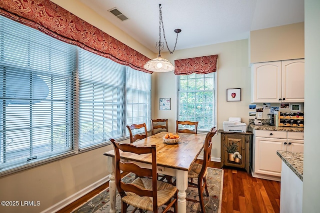 459 Bb Sams Dr, Saint Helena Island, SC 29920 - dining space with dark wood-type flooring, visible vents, and baseboards