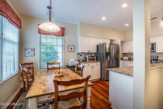 459 Bb Sams Dr, Saint Helena Island, SC 29920 - dining space with recessed lighting and dark wood-type flooring