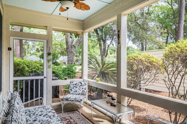459 Bb Sams Dr, Saint Helena Island, SC 29920 - sunroom featuring ceiling fan