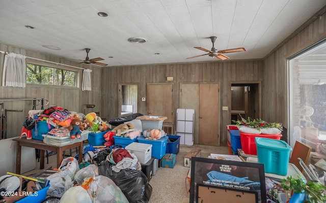 misc room with ceiling fan