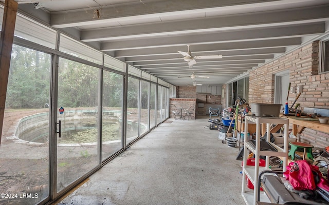 interior space with beam ceiling