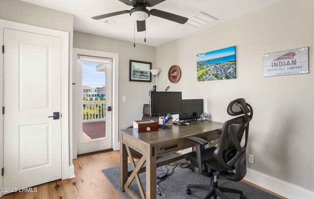 18 Sand Dollar Ct, Harbor Island, SC 29920 - office space with ceiling fan and light hardwood / wood-style floors