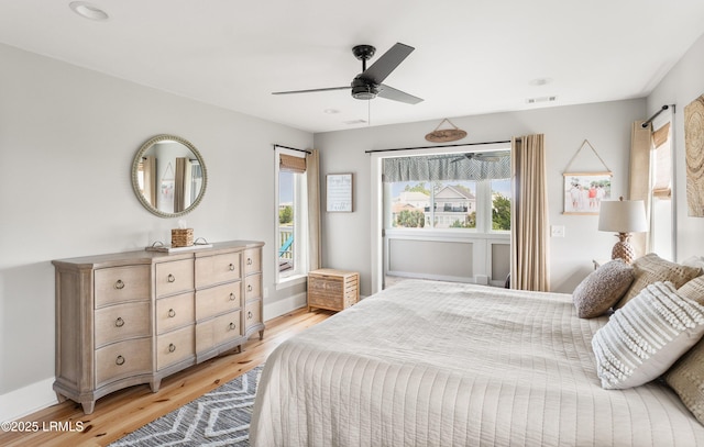 18 Sand Dollar Ct, Harbor Island, SC 29920 - bedroom with ceiling fan and light hardwood / wood-style floors