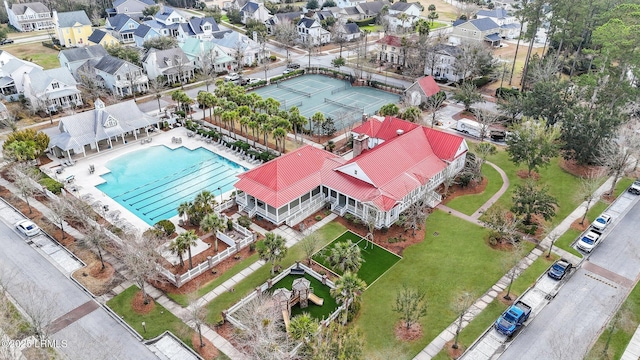 bird's eye view with a residential view