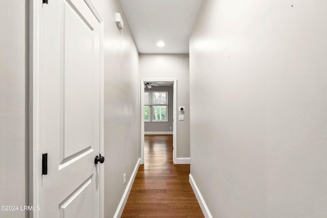 corridor featuring dark hardwood / wood-style floors