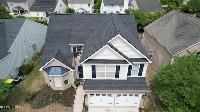 drone / aerial view with a residential view