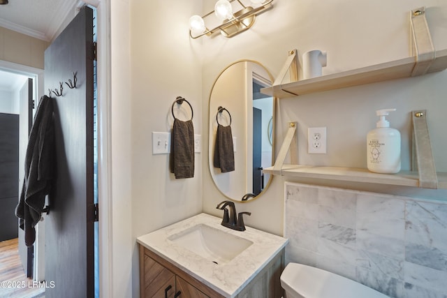 174 James St, Beaufort, SC 29902 - bathroom with vanity and ornamental molding