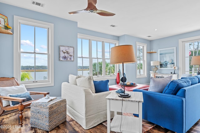 70 Brams Point Rd, Hilton Head Island, SC 29926 - living area featuring ceiling fan and wood finished floors