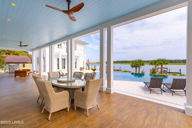 70 Brams Point Rd, Hilton Head Island, SC 29926 - sunroom with healthy amount of natural light and a water view