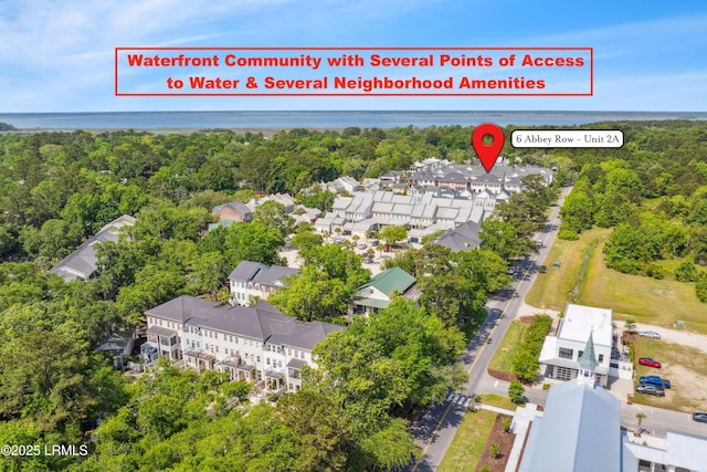 6 Abbey Row Unit 2A, Beaufort, SC 29906 - birds eye view of property featuring a water view and a forest view