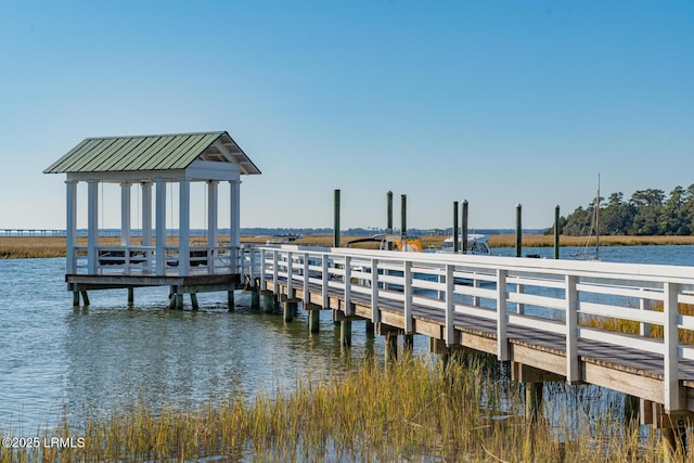 dock area featuring a water view