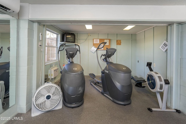 interior space with a wall mounted AC
