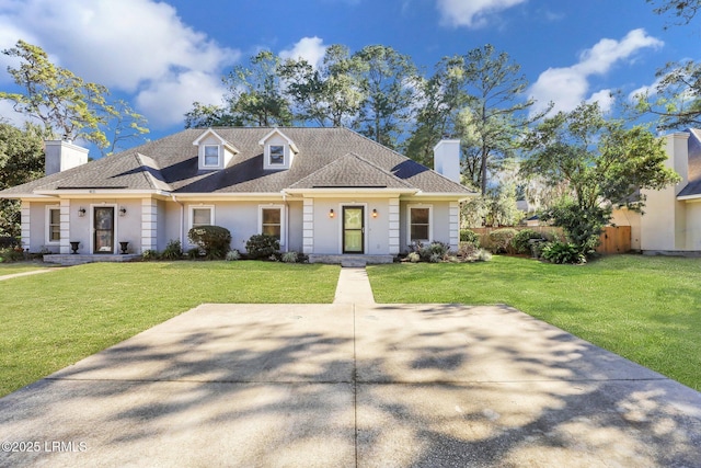 view of front of home with a front lawn