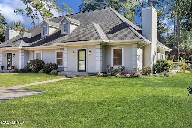 view of front facade featuring a front yard