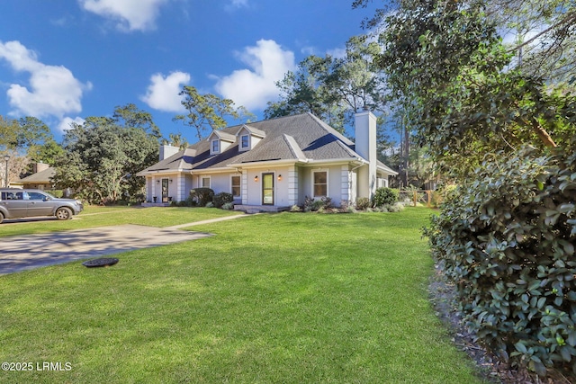 new england style home featuring a front lawn