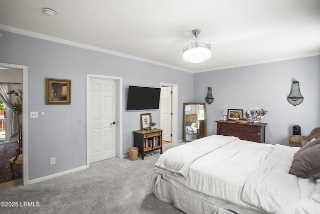 5 Summer Field Ct, Beaufort, SC 29907 - bedroom with crown molding, carpet flooring, baseboards, and a chandelier