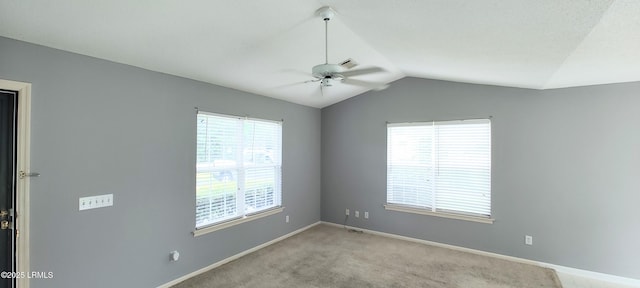 15 Grackle Ln, Beaufort, SC 29906 - unfurnished room with lofted ceiling, ceiling fan, and light carpet
