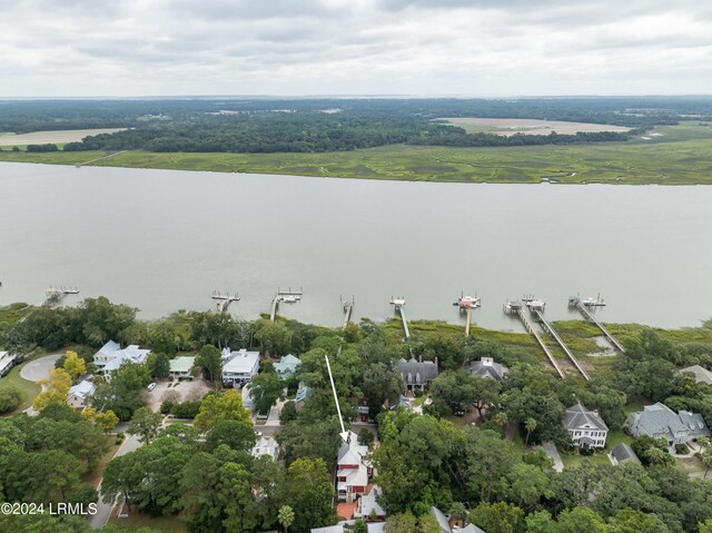 bird's eye view featuring a water view