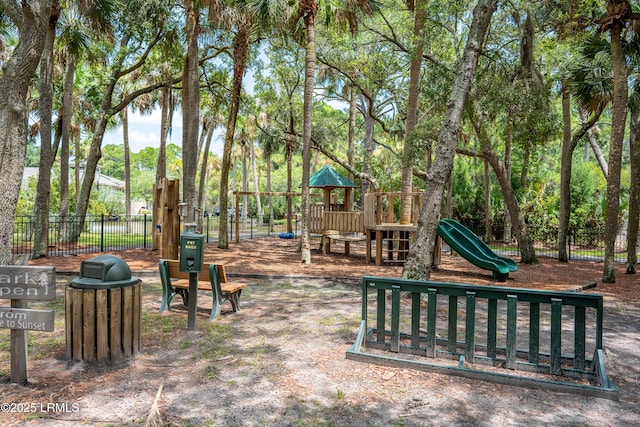 community play area featuring fence