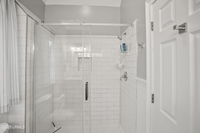 bathroom with a stall shower