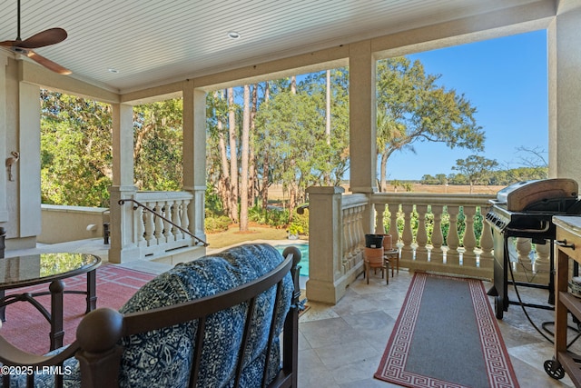 sunroom with wood ceiling