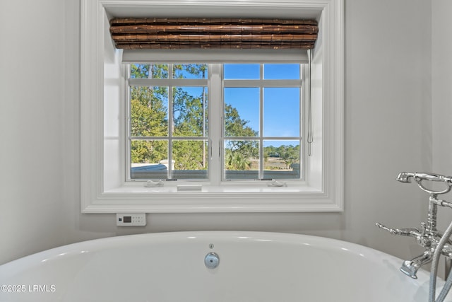 bathroom with plenty of natural light and a tub to relax in