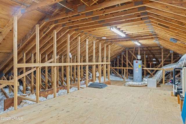 attic with electric water heater