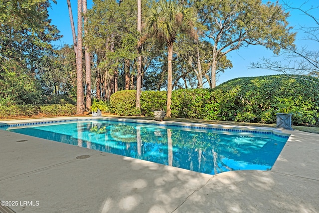 view of swimming pool featuring a mountain view